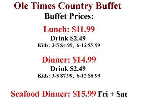 ole times country buffet menu today|ole times country buffet menu.